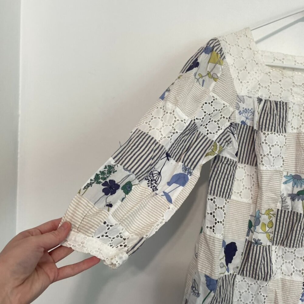 Thread Social White Blue Patchwork Striped Floral… - image 8